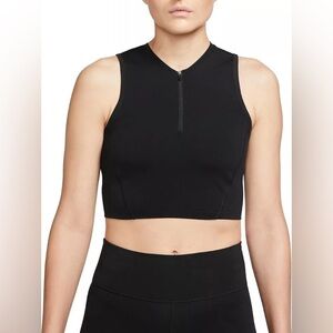 Nike Pro Dri-Fit Black Sleeveless Zip-Up Crop Top Size Small